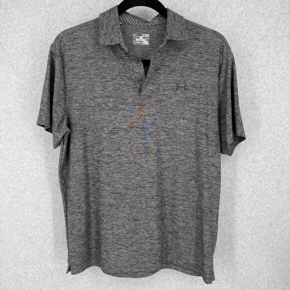 Under Armour Mens HeatGear Golf Polo Shirt Size XL Heathered Gray Loose Fit EUC - Picture 1 of 10
